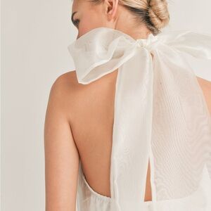 Sheer Ivory Bow Halter Top
